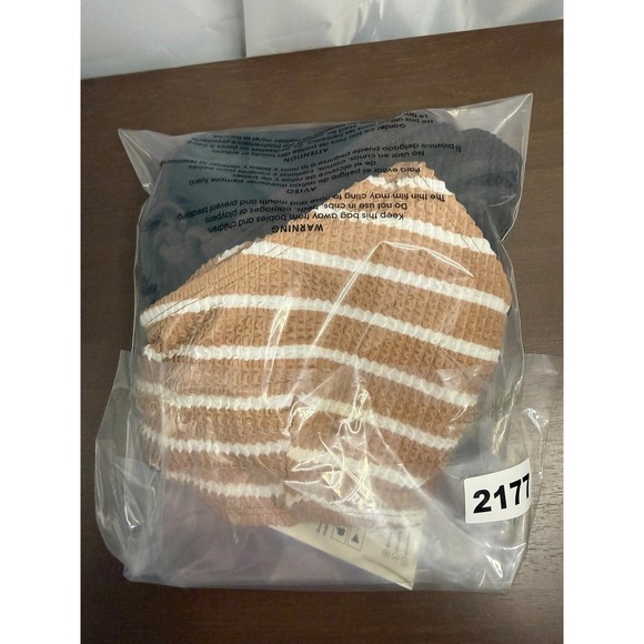 NWT Cupshe 2-Piece Waffle Knit Bikini Set – Size Large Brown and White Stripe - Picture 12 of 12
